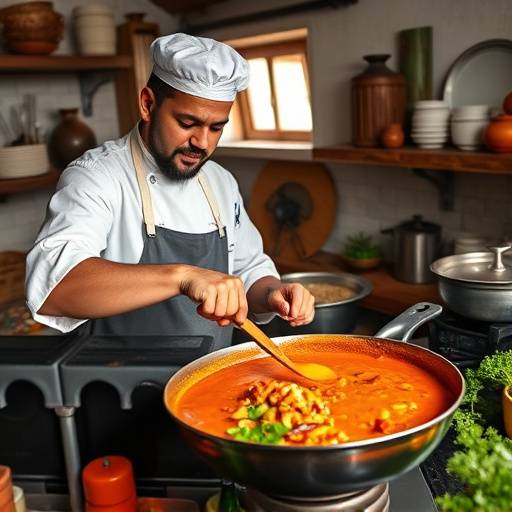 A chef preparing a traditional Cape Malay curry