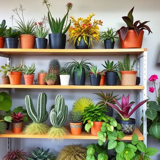 A shelf full of indigenous plants at 'Kirstenbosch Nursery' in Cape Town