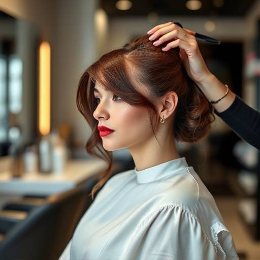 A woman getting her hair done at a hair salon
