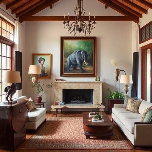 Interior of 'Pretoria Art House', displaying various sculptures and paintings by local artists.