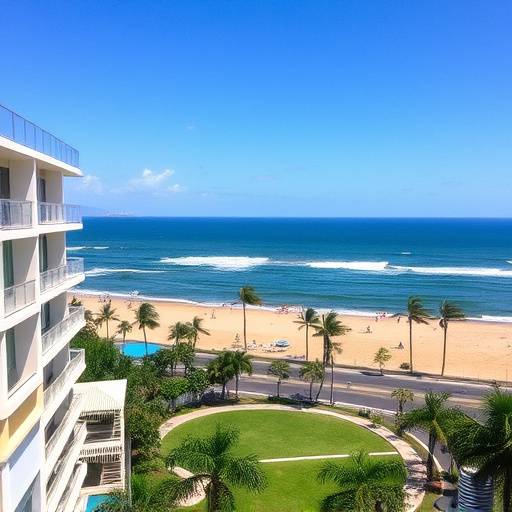 The exterior of 'Golden Mile Beachfront Apartments' in Durban, overlooking the ocean.